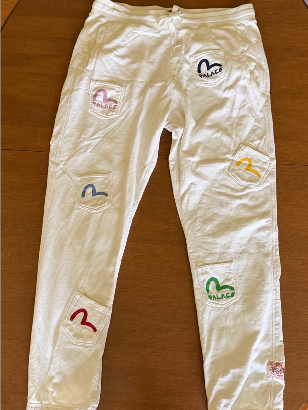 PALACE x Evisu Multi Pocket Joggers in White size XL